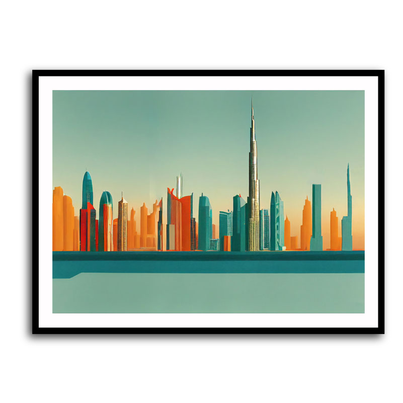 Dubai Skyline Hockney Style Wall Art